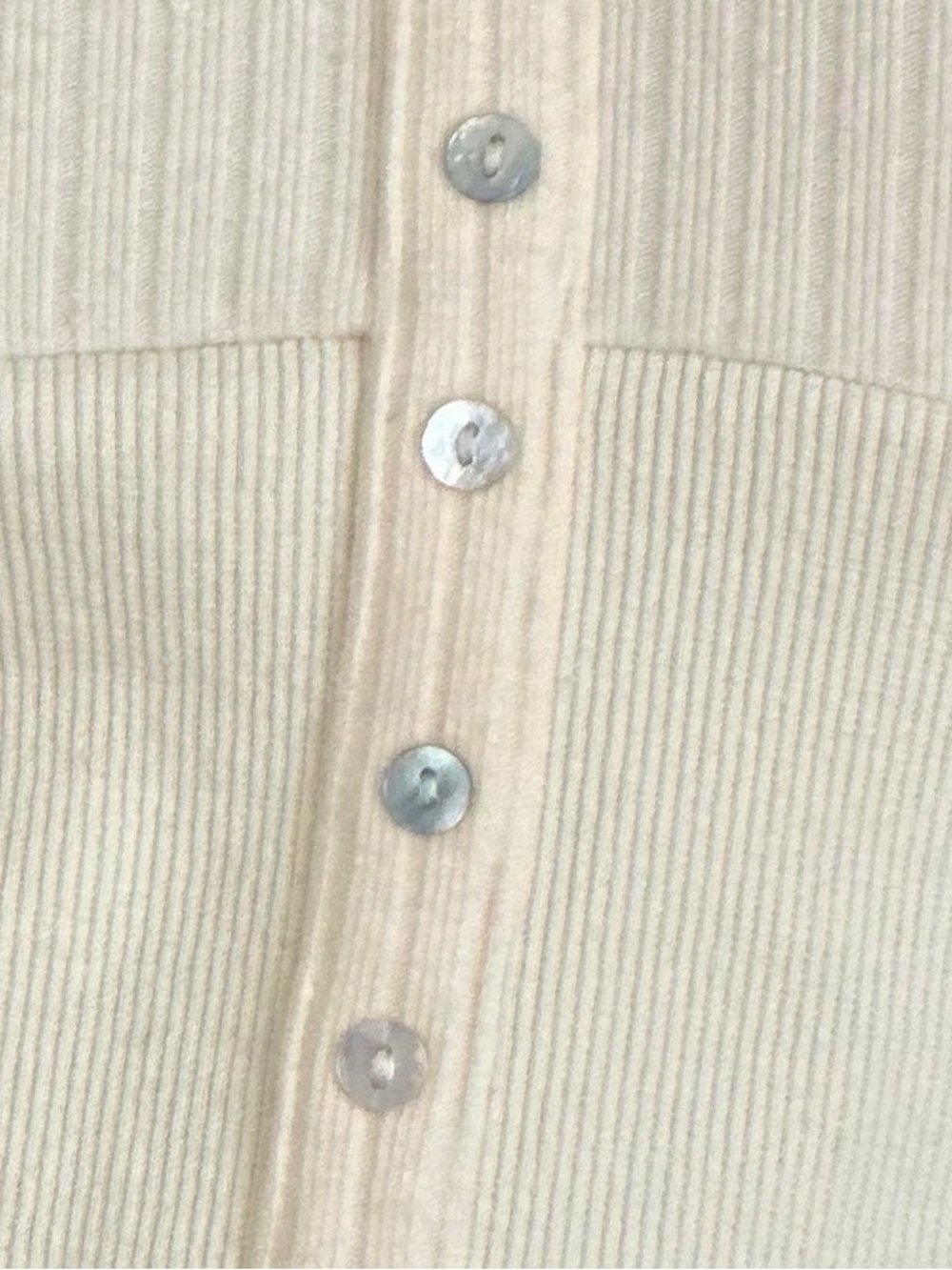 Motel Rocks Cream Ribbed Button Front Knit Top - Picture 6 of 7